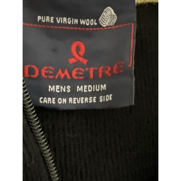 Demetre Vintage Virgin Wool 1/4 Zip Sweater Black Blue White Striped Mens M - Picture 5 of 7